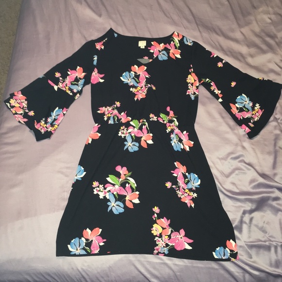 Black Multicolor Floral Dress Boho - Picture 1 of 2